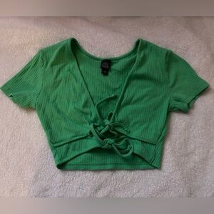 Wild Fable Green Tie-Front Crop Top